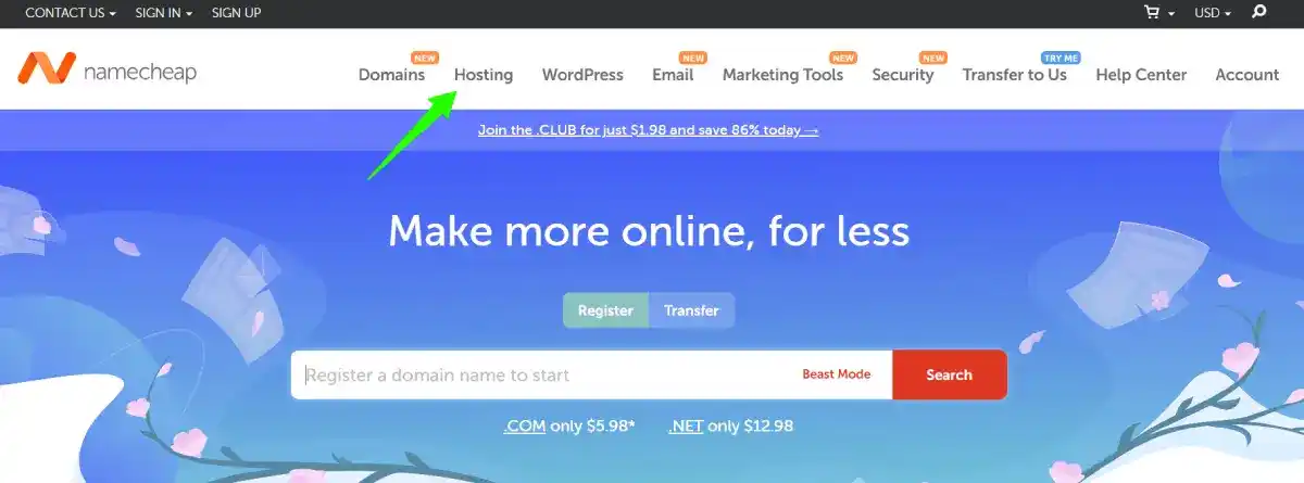 namecheap homepage