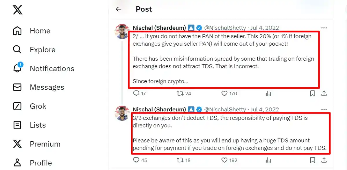nischal shetty tweet on crypto tds in india nischal shetty tweet on crypto tds in india
