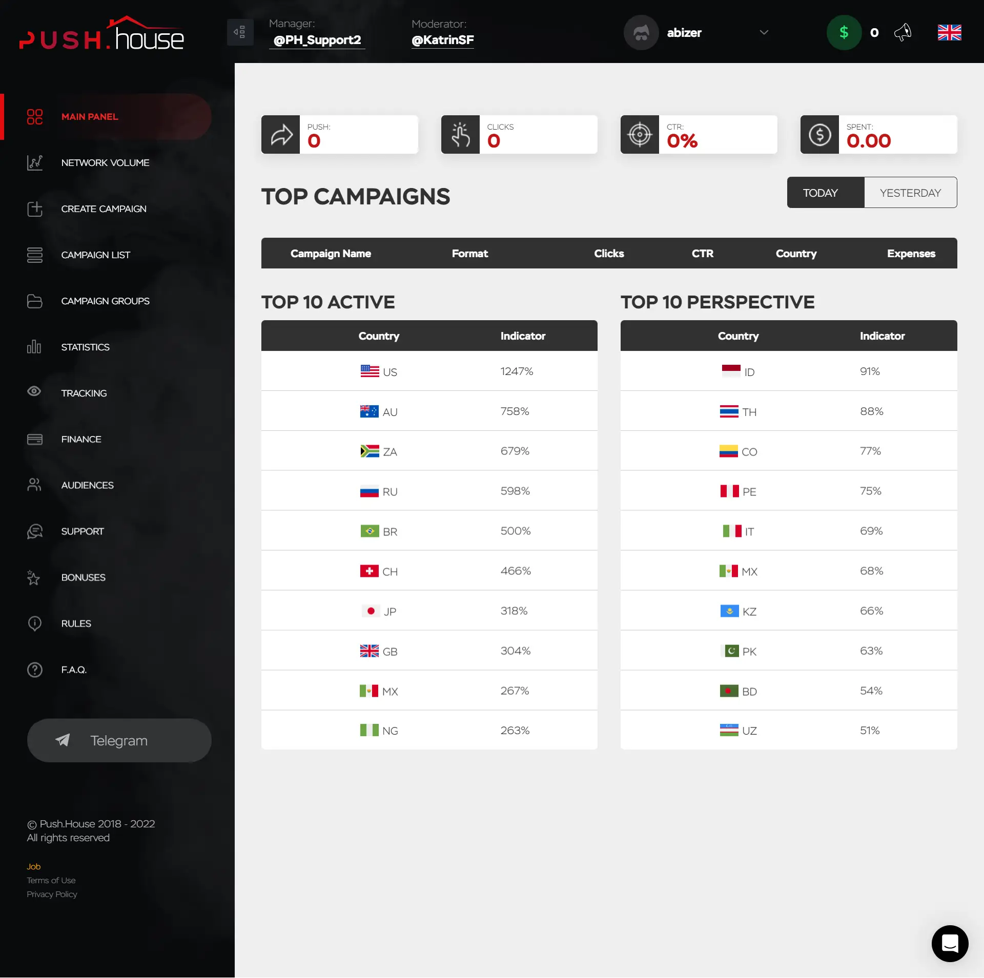 push house signup dashboard