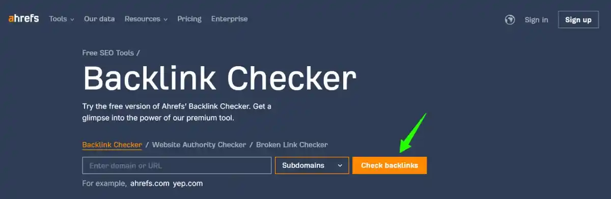 ahrefs free backlink checker