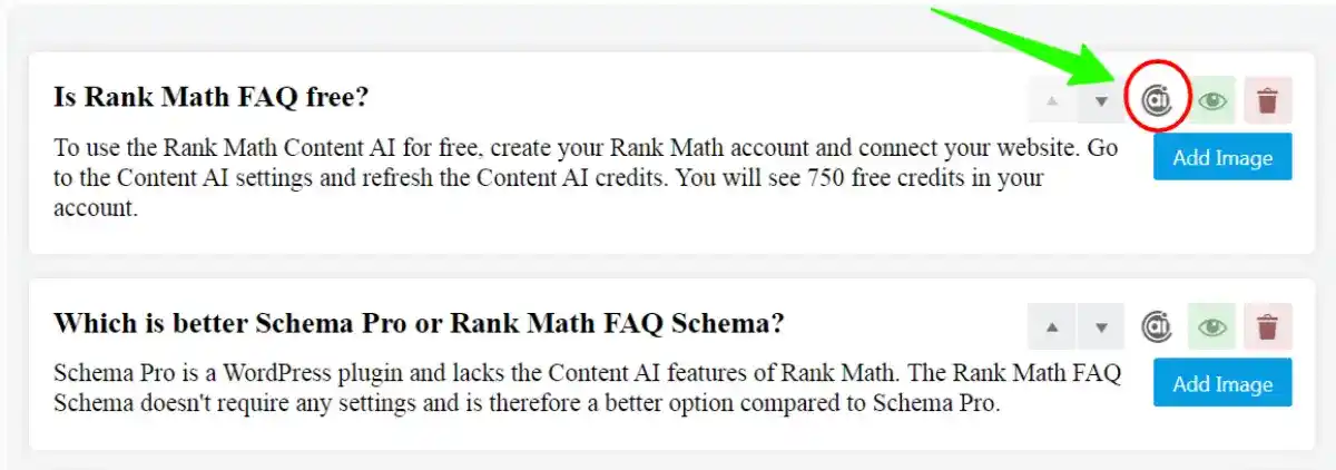 rank math content ai faq answer