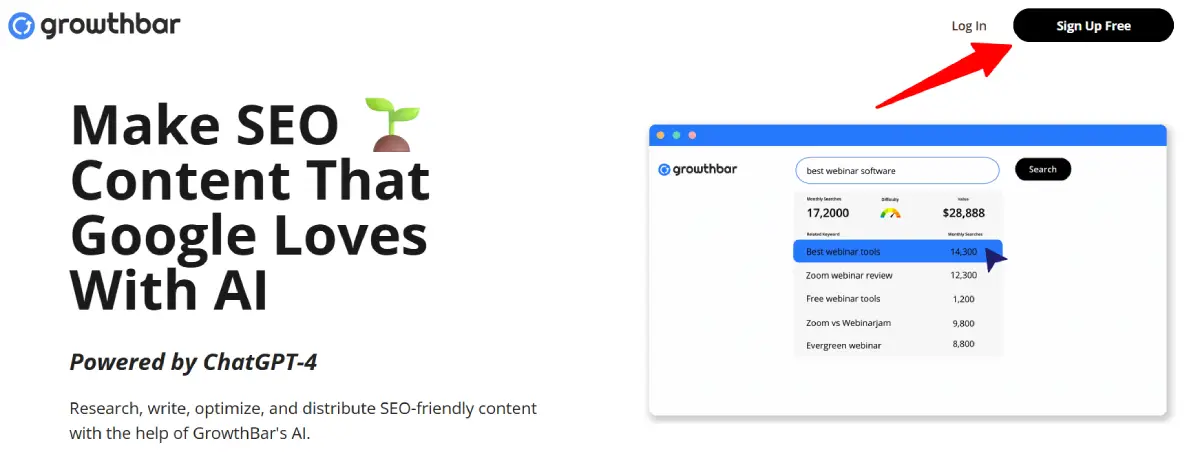 growthbar homepage
