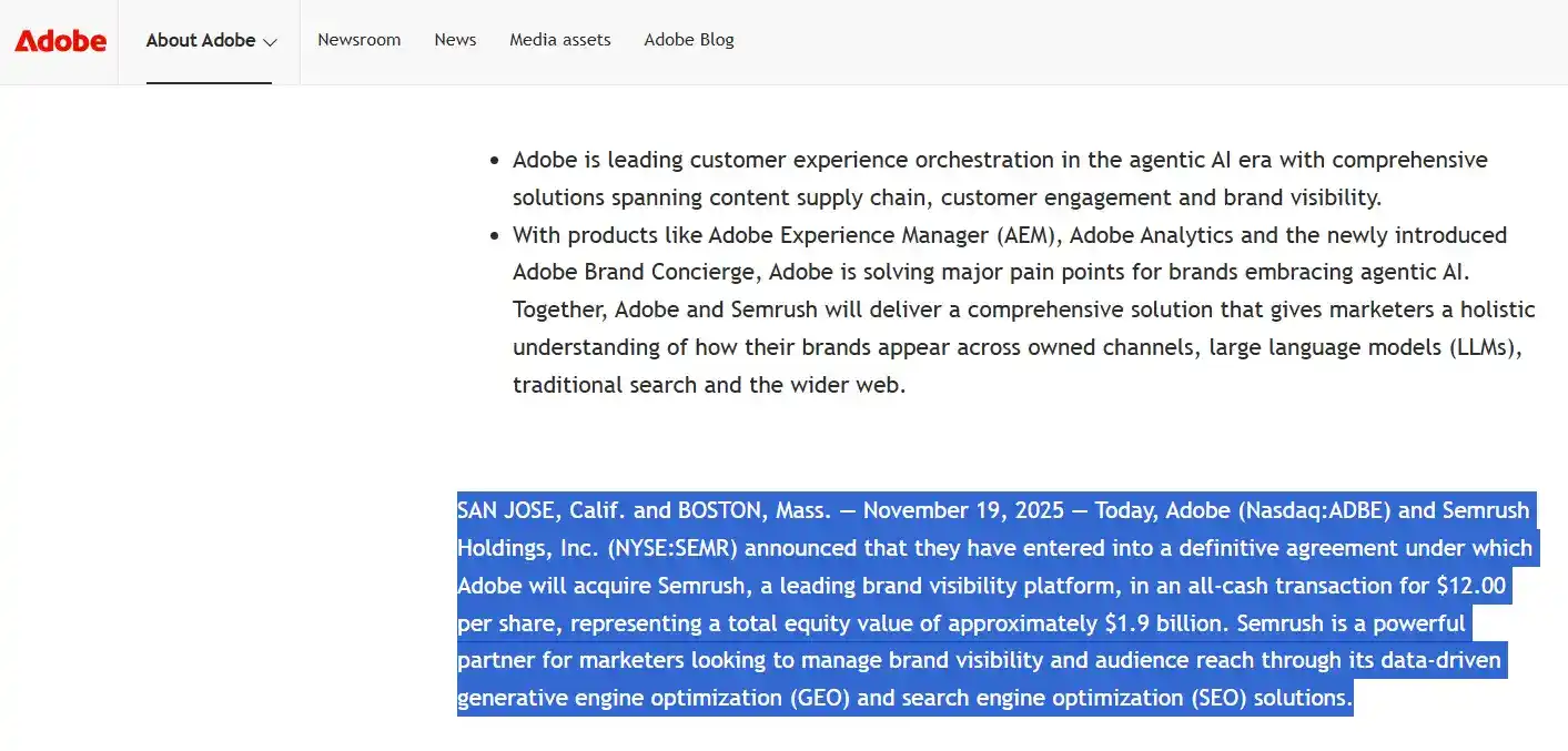 adobe buys semrush