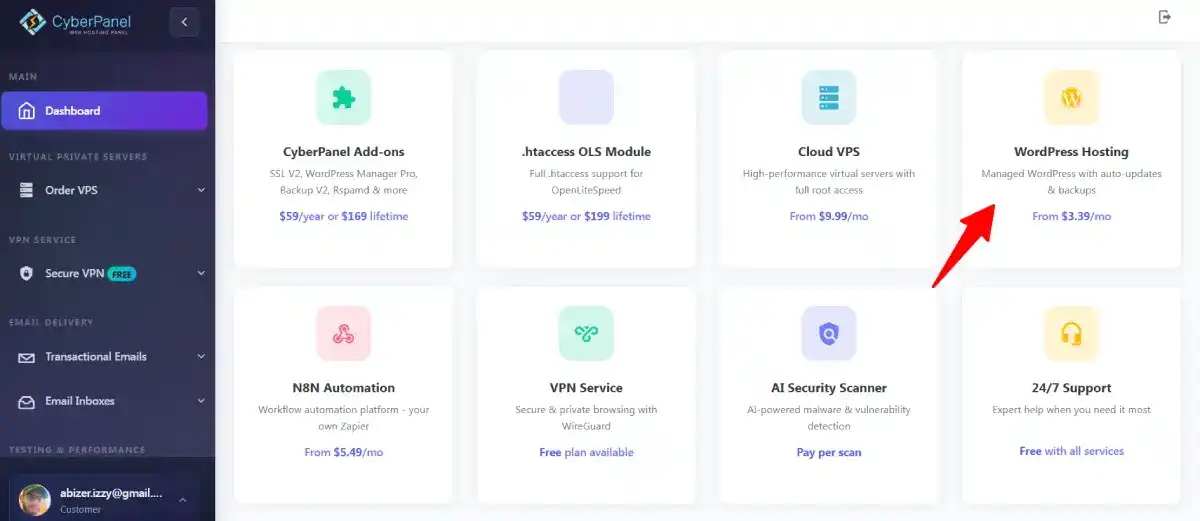 cyberpanel control panel