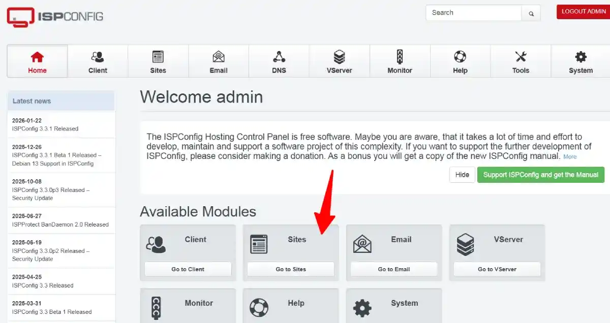 ispconfig control panel