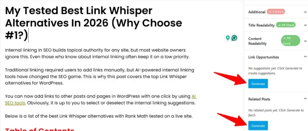 rank math internal linking suggestion