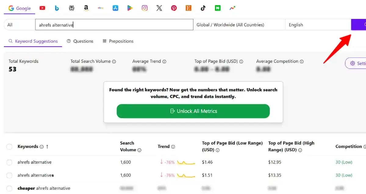 keywordtool ahrefs alternative