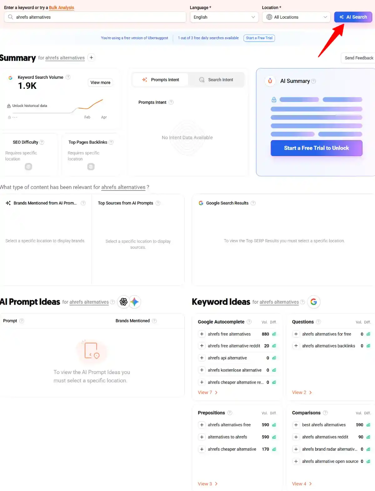 ubersuggest free ahrefs alternative