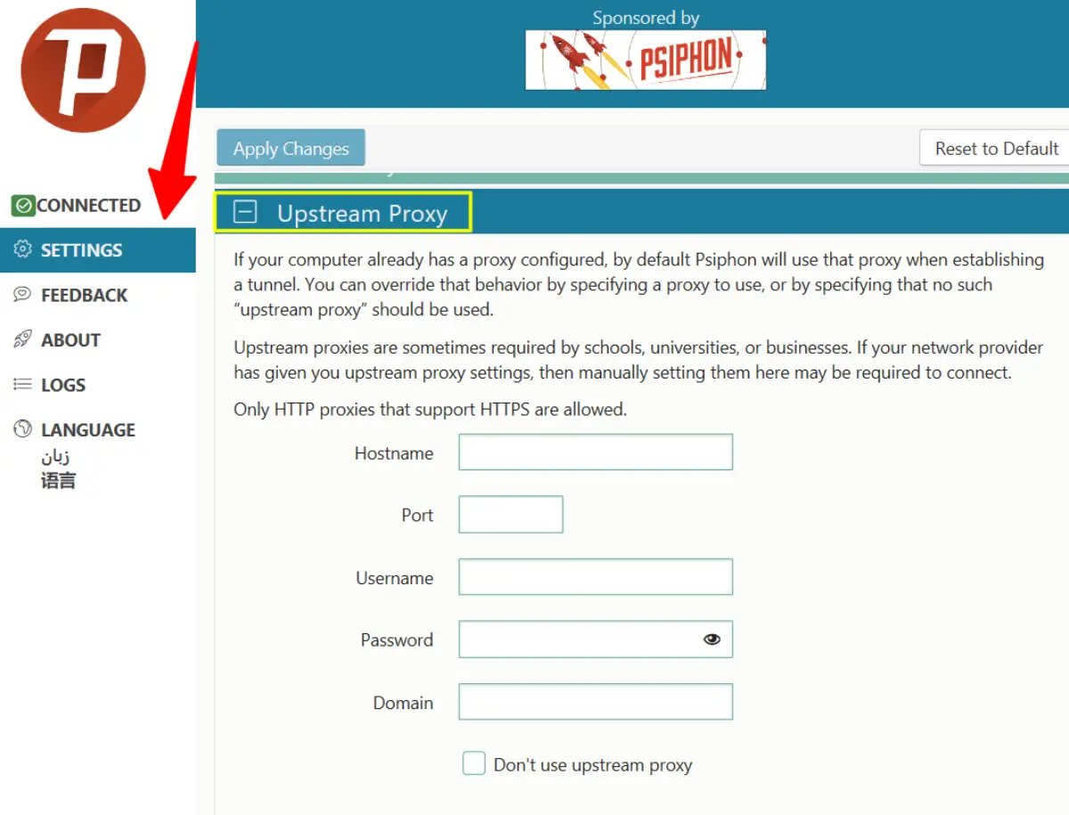 upstream proxy for psiphon 