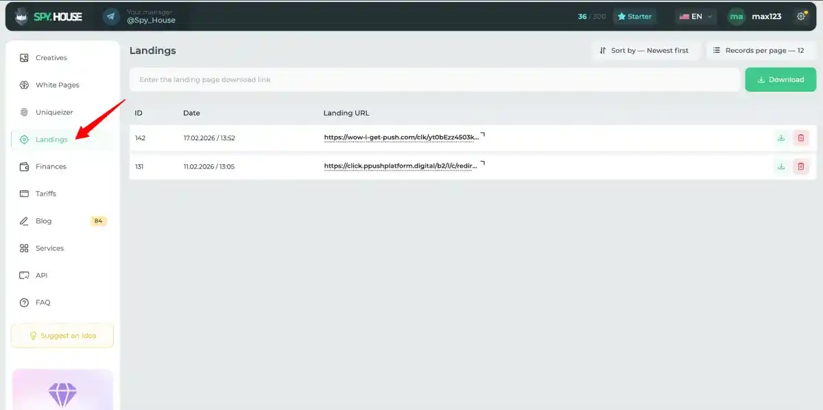 spyhouse landing pages