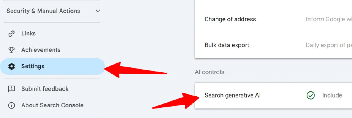gsc settings generative ai